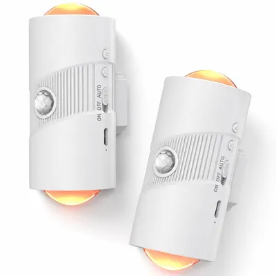 Produktbild von LED Nachtlicht mit Bewegungsmelder, USB wiederaufladbar, RGB 7 Farben, magnetisch, 2er Set für Flur, Schlafzimmer, Kinderzimmer