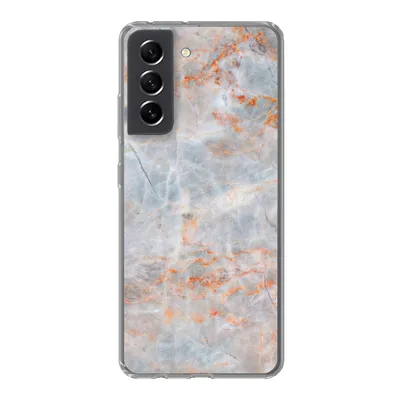 Produktbild von MuchoWow® Handyhülle Schutzhülle Hülle für Samsung Galaxy S21 FE Marmor - Luxus - Orange Silikon Softcase Handy Hülle - Mobiltelefonhülle