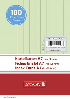 Produktbild von Brunnen Karteikarte DIN A7 quer liniert grün 100 St./Pack.