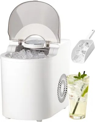 Produktbild von VEVOR Tisch-Eiswürfelmaschine, 7 Eiswürfel in 6 Minuten, 11,8 kg pro Tag, selbstreinigendes Gerät mit Eisschaufel, Eiswürfelmaschine mit 2 Größen von Kugeleis für Zuhause Küche, Büro Bar Party