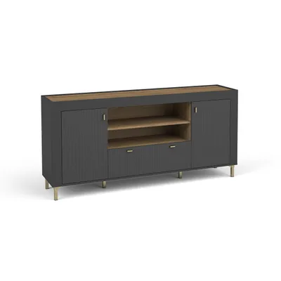 Produktbild von Kommode MONTA Sideboard mit 2 Türen und Schublade und 2 offenen Einlegeböden, Schwarz