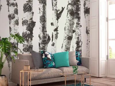 Zdjęcie produktu dla Tapeta flizelinowa natura 300x210 cm fototapeta XXL drzewa las brzozowy abstrakcyjny las brzozowy b-A-0701-a-b
