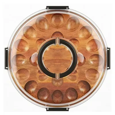 Produktbild von Eierbehälter mit Deckel, Servierplatte aus Akazienholz mit 24 Fächern für gefüllte Eier, Party und Buffet