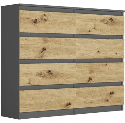 Obrázek produktu pro Komoda 120 cm 8 zásuvek skříňka FRAMIRE R-120-S8 antracit mix artisan