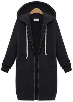 Produktbild von Sweatjacke Zip Hoodie Kapuzenjacke Long Jacke Langarm Steppjacke MäntelJacke Warme Parka Kapuzenpullover Outwear S-5XL/36-50