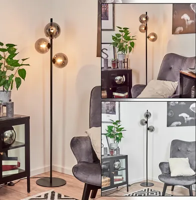 Produktbild von Garaguso moderne Stehlampe aus Metall/Glas in Schwarz/Rauchglas