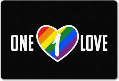 Produktbild von One Love Regenbogen Fußmatte in 40x60 cm ohne Rand