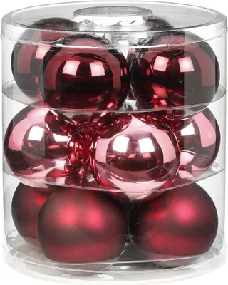 Produktbild von Weihnachtskugeln Glas 8cm, 12 Stück, Farbe:Berry Kiss ( Beere glanz / matt )