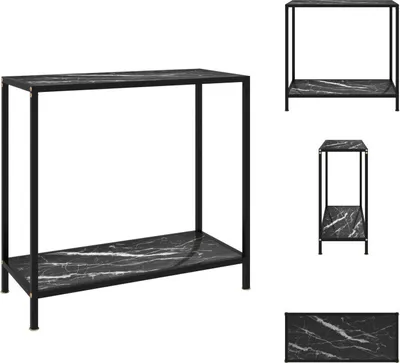 Zdjęcie produktu dla vidaXL Stolik konsola czarny 80x35x75 cm szkło hartowane - Stoliki boczne