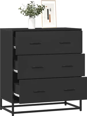 Zdjęcie produktu dla vidaXL Kredens czarny 68x35x76 cm materiał drewnopochodny i metal