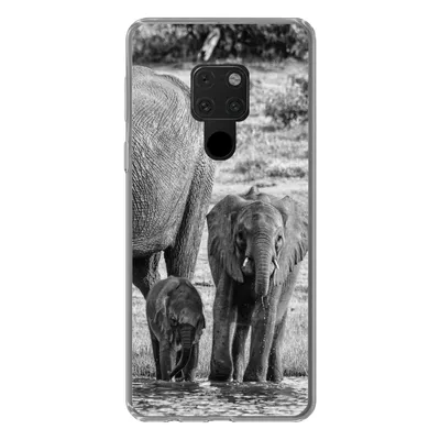 Produktbild von MuchoWow® Handyhülle Schutzhülle Hülle für Huawei P40 Lite Elefant - Wasser - Tiere - Schwarz - Weiß Silikon Softcase Handy Hülle - Handy