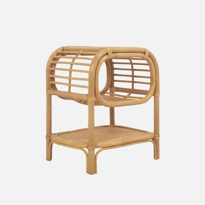 Immagine prodotto di Comodino in rattan naturale curvato 1 ripiano 1 nicchia, Marrone naturale