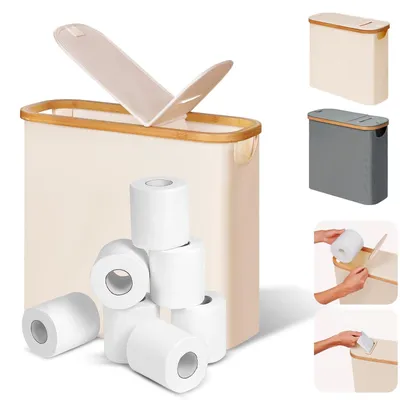 Immagine prodotto di Contenitore 2-in-1 per carta igienica con coperchio, per 9-12 rotoli