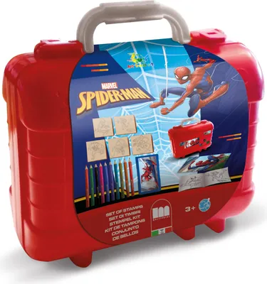 Zdjęcie produktu dla Multiprint Travel set valigetta in plastica Spiderman, Zestaw stempli dla dzieci, 3 lat(a), Nietoksyczne, Wielobarwny