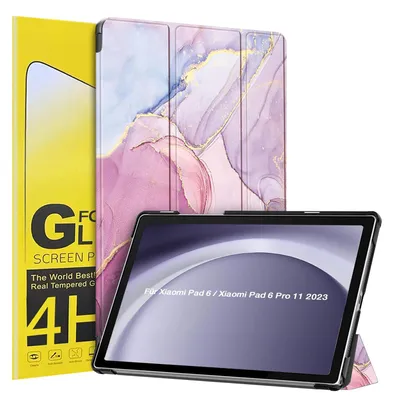 Produktbild von Schutzhülle + 2x 4H Displayfolie für Xiaomi Pad 6 / 6 Pro 11.0 Zoll Cover Case Schutz Tablet Farbe: Glitzernder Marmor