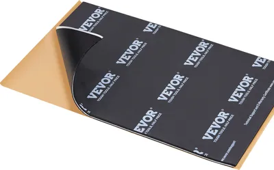 A sheet of sound dampening material with a peel-away backing.