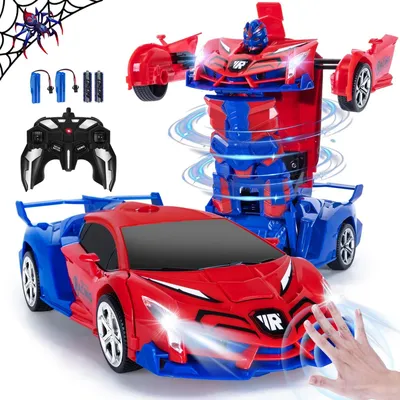 Image de Voiture RC robot transformable - 2,4 GHz - LED - Télécommande - Pour enfants de 3 à 12 ans