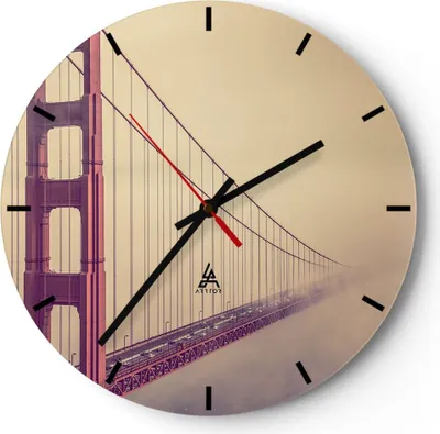 Produktbild von Wanduhr - Rund - Glasuhr - Brücke Autobahn Infrastruktur - 30x30cm - Schleichendes Uhrwerk - Lautlos - zum Aufhängen bereit - Dekoration Modern - Wanddekoration aus Glas - C3AR30x30-3071