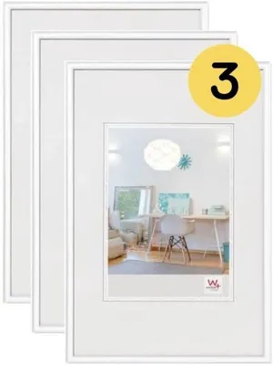 Image de Lot de 3 cadres photo blancs en plastique, 20 x 25 cm