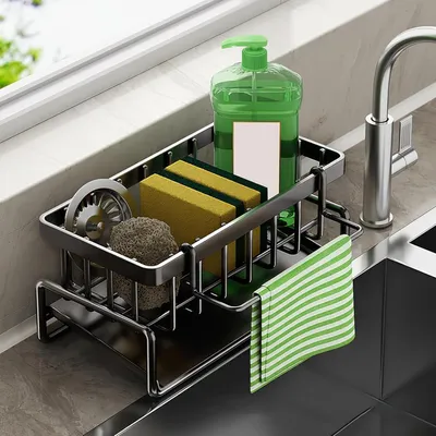 Produktbild von Spülbeckenorganisator mit stilvollem schwarzen Design und praktischen Funktionen für die Küche