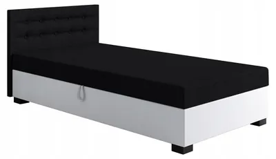 Produktbild von TAPCZANY24 - Boxspringbett Olaf 90x200x42 cm mit Taschenfederkern Matratze, Bett mit Matratze, Polsterbett mit Bettkasten - Schwarz mit Weiß