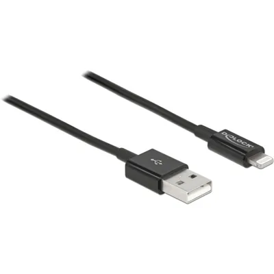 Produktbild von DeLOCK USB Daten- und Ladekabel für iPhone, iPad, iPod schwarz 1 m, 1 m, Lightning, USB A, Männlich, Männlich, Schwarz