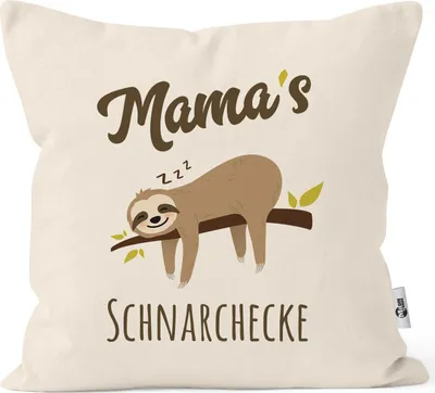 Produktbild von Kissen-Bezug Spruch Opa's Oma's Mama's Papa's Schnarchecke Faultier Print Kissen-Hülle Deko-Kissen Baumwolle MoonWorks® Mama natur unisize