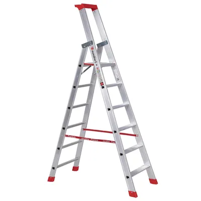 Produktbild von Euroline Premium 32577 Stufenstehleiter mit Sicherheitsbrücke 6 Stufen
