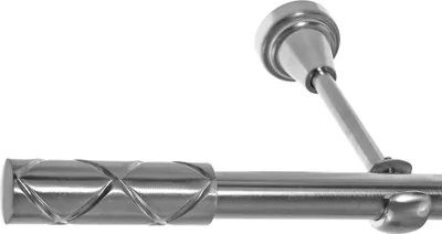 Produktbild von Gardinenstange Set Edelstahl Look Metall Ø 19mm zur Wandbefestigung 1-lauf Zylinder, Länge wählbar H18E63