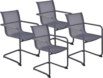 Produktbild von Gartenstuhl 4er Set BORIS - Kunststoff, Grau | Freischwinger Wetterfest Gartenstühle Outdoor Essstühle