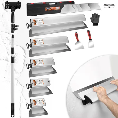 Produktbild von Flächenspachtel 15-20-25-40-60cm Spachtel Trockenbau Werkzeug Teleskopstange 80-193cm Glättungsspatel für Arbeitsbereich Wand Dekoration Bau Verputzen