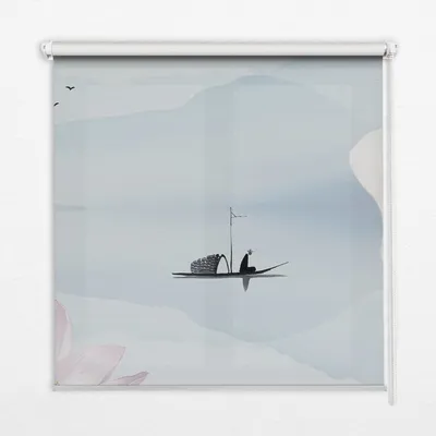 Produktbild von Seitenzug-Rollo Fensterrollo Jalousie - Thermo-Rollo Verdunkelungsrollo - 120x240 cm - Fischer auf einem Boot