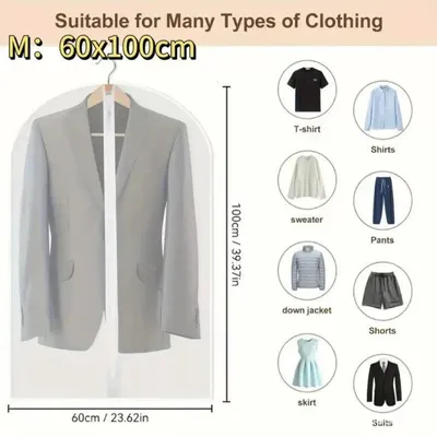 Image de Vêtements lavables à suspendre, protection contre la poussière, housse pour robe de mariée, costume, manteau, sac de rangement, armoire, organiseurs de vêtements suspendus. Dimensions : 60 x 100 cm, quantité : 20 pièces