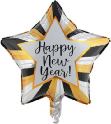 Produktbild von Folienballon Happy New Year Stern 45 cm, schwarz gold