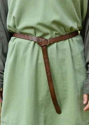 Produktbild von Mittelalter Ledergürtel schmal mit Keltischer Prägung braun 160 cm