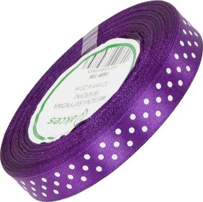 Immagine prodotto di NASTRO DI RASO a pois 12 mm - viola 135 - 23 m - nastro decorativo