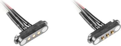 Produktbild von BerryBase Pogo-Pin Stecker und Sockel, magnetisch, 2A DC, mit Kabel - Stecker/Buchse: ohne Ösen - Typ: 3-polig