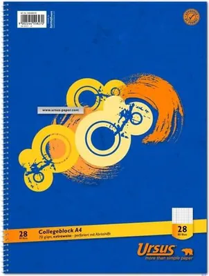 Produktbild von Kollegeblock A4 70g/qm 80 Blatt kariert mit Rand beidseitig