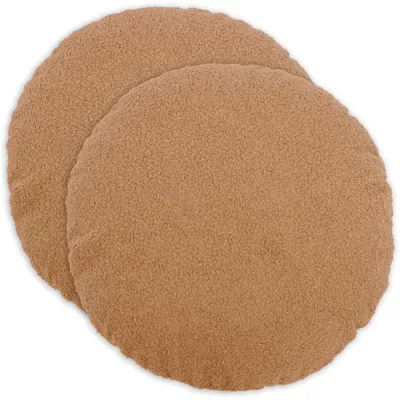 Obrázok produktu pre vidaXL Vankúšový poťah, 2 kusy, farba: béžová, priemer: 40 cm, materiál: bouclé