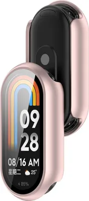 Produktbild von Schutzhülle mit Glas für Xiaomi Smart Band 10, Bizon Case Watch Adamo, Hellrosa
