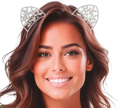 Produktbild von Tierischer Haarreif Für Karneval Katzenohren Einzigartig Kostüme Party Accessoires Fantasievolle Designs Tiere Erwachsene Karneval Mode Haaraccessoire, Farbe: Silber
