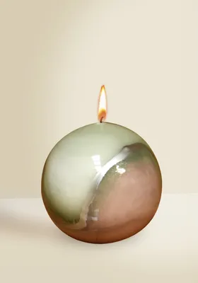 Produktbild von Designkerze Lotos Kugelkerze Salbei Grün Ø 100 mm, 1 Stück