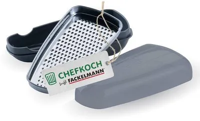 Produktbild von Chefkoch trifft Fackelmann  Parmesanreibe mit Behälter, 3-teilig, Edelstahlklinge, Spülmaschinengeeignet