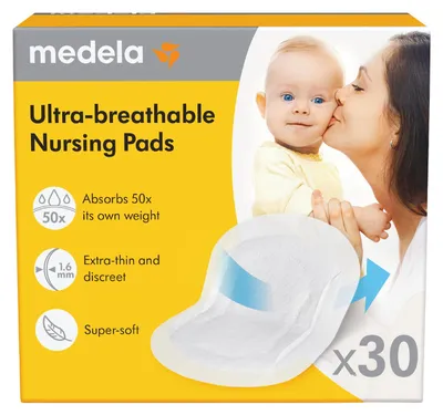 Zdjęcie produktu dla Jednorazowe, ultraoddychające wkładki laktacyjne Medela 30 szt