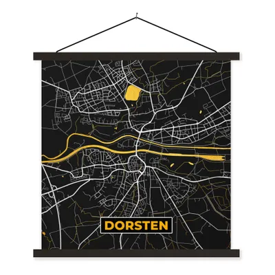 Produktbild von MuchoWow® Textilposter Dorsten - Karte - Deutschland - Karte - Gold 60x60 cm mit schwarzem Rahmen - Posteraufhänger
