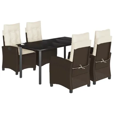 Produktbild von vidaXL 5-tlg. Garten-Essgruppe mit Kissen Braun Poly Rattan