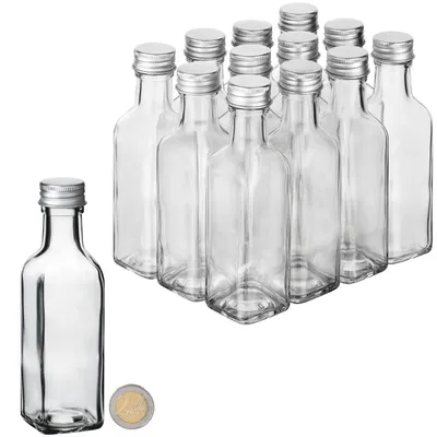 Produktbild von 12x kleine Glasflaschen zum Befüllen 100ml Flaschen für Likör Flaschen zum Befüllen Glas Likörflaschen 100 ml leere Flaschen mit Schraubverschluss Glasflasche Likörflasche, Ölflaschen
