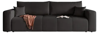 Zdjęcie produktu dla HuskyMeble Sofa rozkładana z funkcja spania i pojemnikiem na pościel PEDRI w tkaninie - Manila 18 - Czarny, Obraz wygenerowany przez AI