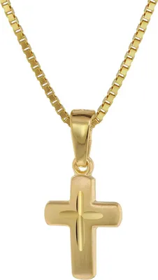 trendor 75273 Kreuz-Anhänger für Kinder Gold 585 (14 Kt.) + Plattierte Kette 1