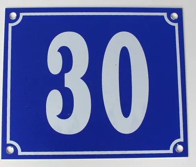 Produktbild von Hausnummernschild Aluminium Aluschild 1 mm Stärke Alu Schild Nr. 30 blau